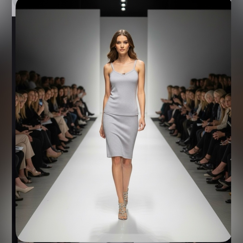 ✨ Simon Chang Designer Knit Camisole & Skirt Set – Elegant 2 Piece Outfit ✨